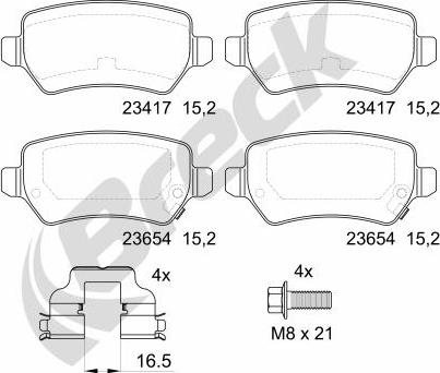 Breck 23417 00 704 10 - Brake Pad Set, disc brake parts5.com