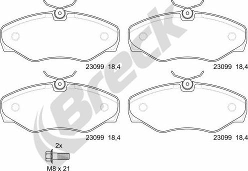 Breck 23099 00 703 00 - Σετ τακάκια, δισκόφρενα parts5.com