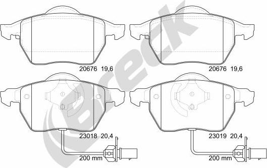 Breck 23018 00 701 10 - Sada brzdových destiček, kotoučová brzda parts5.com