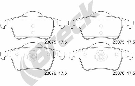 Breck 23076 00 702 00 - Komplet zavornih oblog, ploscne (kolutne) zavore parts5.com