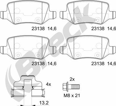 Breck 23138 00 704 00 - Brake Pad Set, disc brake parts5.com