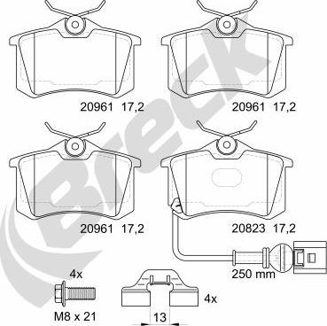 Breck 23823 10 704 10 - Fékbetétkészlet, tárcsafék parts5.com