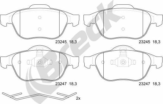 Breck 23245 00 701 00 - Piduriklotsi komplekt,ketaspidur parts5.com