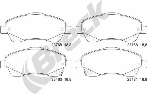 Breck 23768 00 701 10 - Fren balata seti, diskli fren parts5.com