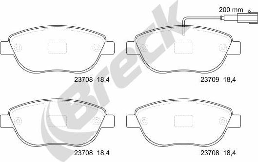 Breck 23708 00 701 10 - Komplet kočnih obloga, disk kočnica parts5.com