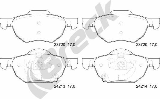 Breck 23720 00 701 10 - Kit de plaquettes de frein, frein à disque parts5.com