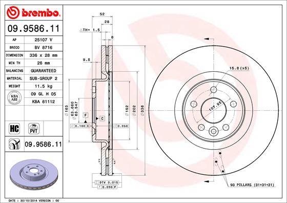 Brembo 09.9586.11 - Disc frana parts5.com