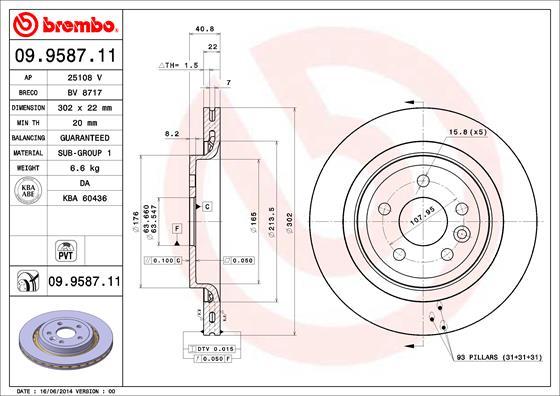 Brembo 09.9587.11 - Disc frana parts5.com