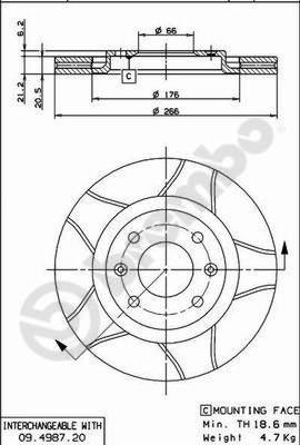 Brembo 09.4987.76 - Zavorni kolut parts5.com