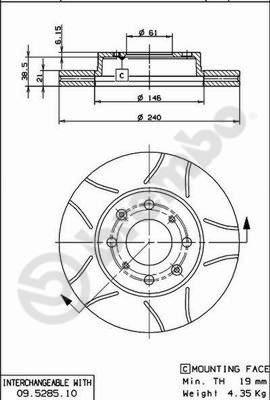 Brembo 09.5285.75 - Tarcza hamulcowa parts5.com