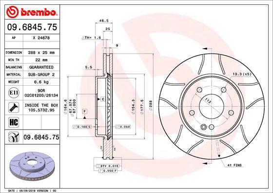 Brembo 09.6845.75 - Brake Disc parts5.com