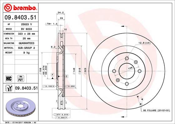 Brembo 09.8403.51 - Zavorni kolut parts5.com