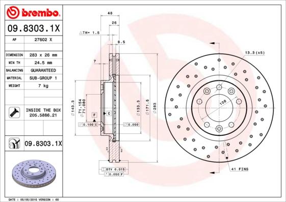 Brembo 09.8303.1X - Disc frana parts5.com