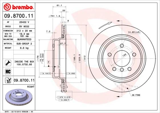 Brembo 09.8700.11 - Disc frana parts5.com