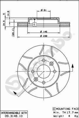 Brembo 09.3148.75 - Jarrulevy parts5.com