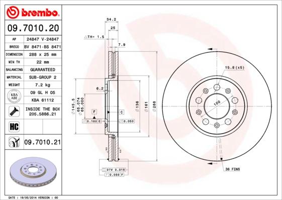 Brembo 09.7010.21 - Brake Disc parts5.com