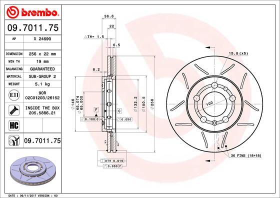 Brembo 09.7011.75 - Brake Disc parts5.com