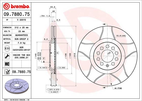 Brembo 09.7880.75 - Δισκόπλακα parts5.com