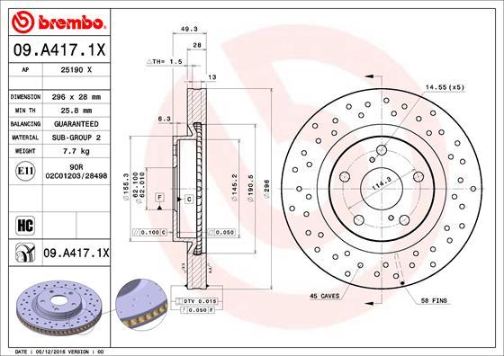 Brembo 09.A417.1X - Fren diski parts5.com