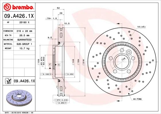 Brembo 09.A426.1X - Disc frana parts5.com