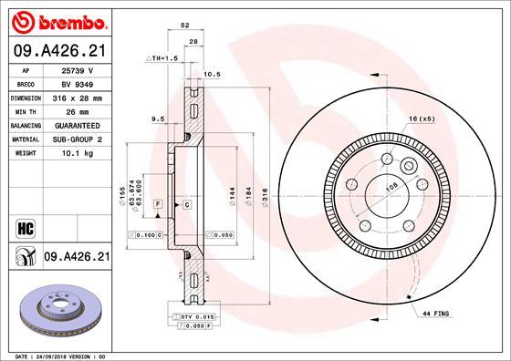 Brembo 09.A426.21 - Disco de freno parts5.com