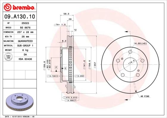 Brembo 09.A130.10 - Fren diski parts5.com