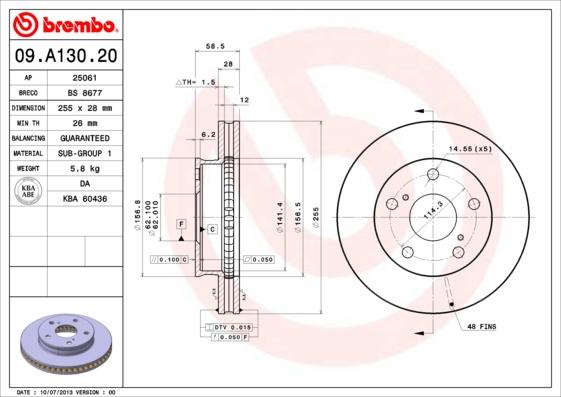 Brembo 09.A130.20 - Fren diski parts5.com