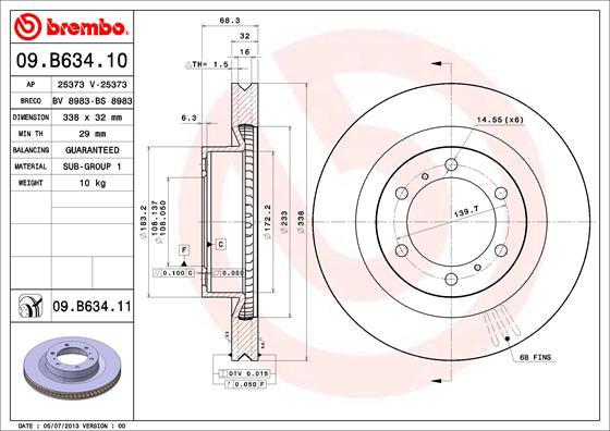 Brembo 09.B634.11 - Fren diski parts5.com