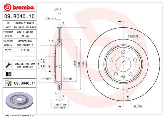 Brembo 09.B040.11 - Tarcza hamulcowa parts5.com