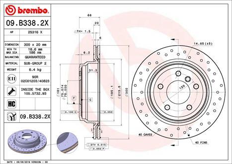 Brembo 09.B338.2X - Disco de freno parts5.com