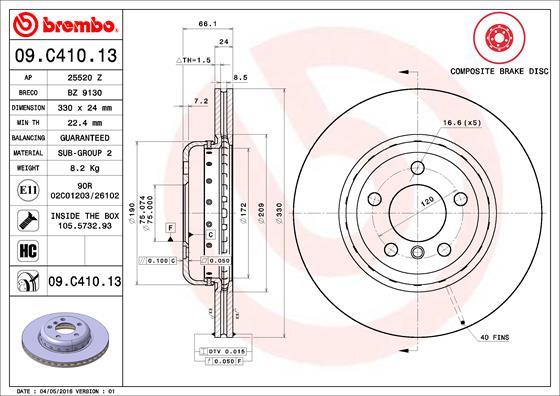 Brembo 09.C410.13 - Disc frana parts5.com