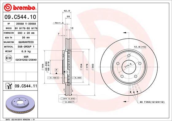 Brembo 09.C544.11 - Bremsscheibe parts5.com