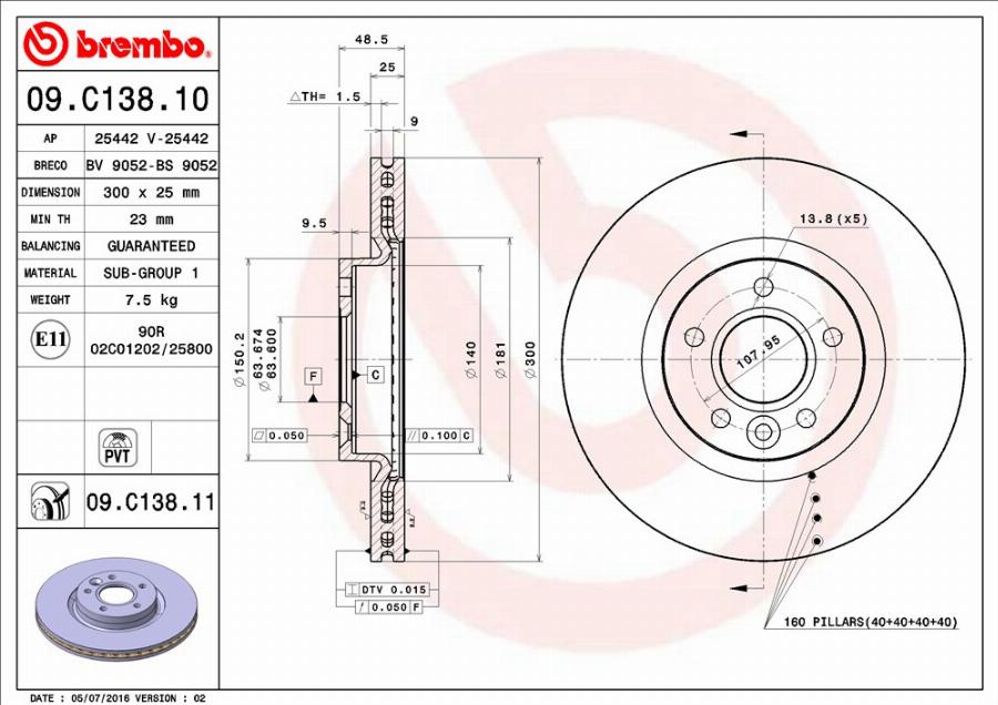 Brembo 09.C138.11 - Disco de freno parts5.com