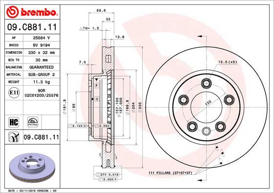 Brembo 09.C881.11 - Disco de freno parts5.com