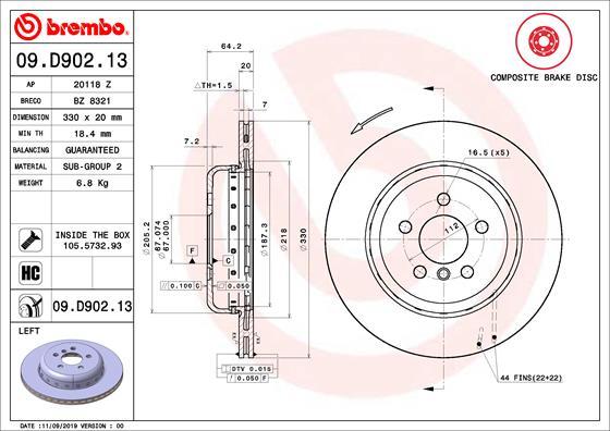 Brembo 09.D902.13 - Disco de freno parts5.com