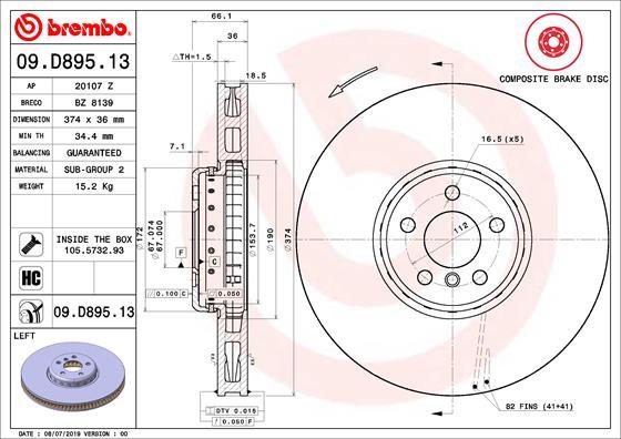 Brembo 09.D895.13 - Disco de freno parts5.com