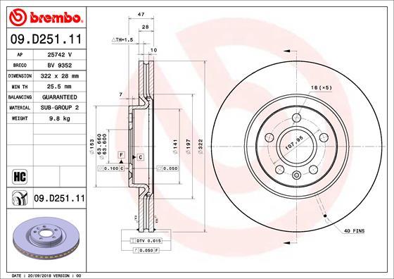 Brembo 09.D251.11 - Disc frana parts5.com