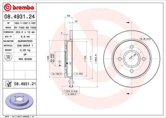 Brembo 08.4931.21 - Brake Disc parts5.com