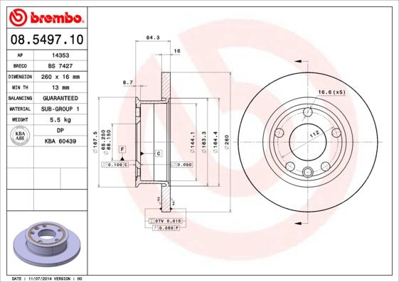 Brembo 08.5497.10 - Disc frana parts5.com