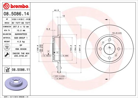 Brembo 08.5086.11 - Disc frana parts5.com