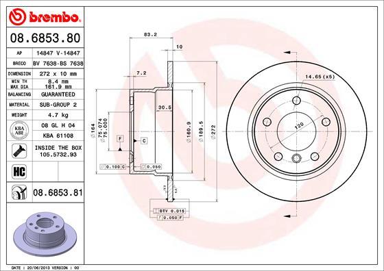 Brembo 08.6853.81 - Brake Disc parts5.com