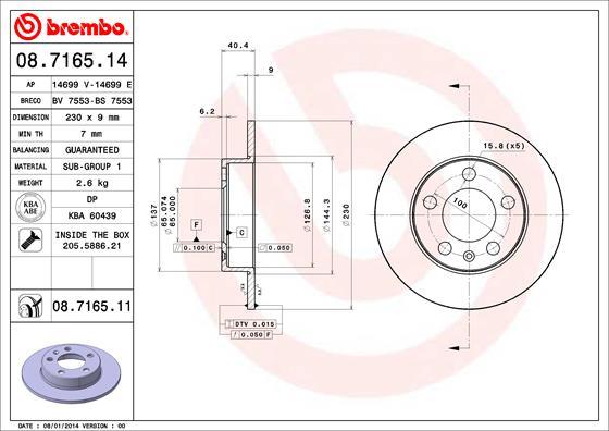 Brembo 08.7165.11 - Disque de frein parts5.com