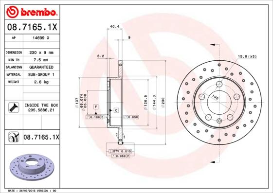 Brembo 08.7165.1X - Piduriketas parts5.com