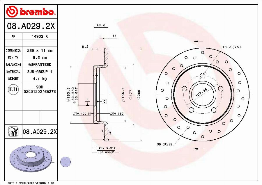 Brembo 08.A029.2X - Disco de freno parts5.com