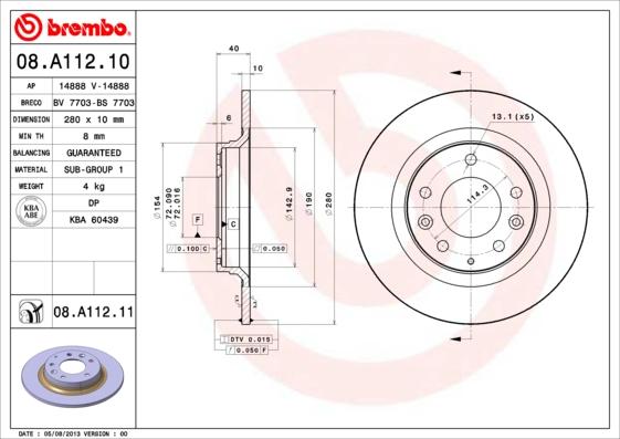 Brembo 08.A112.11 - Disco de freno parts5.com