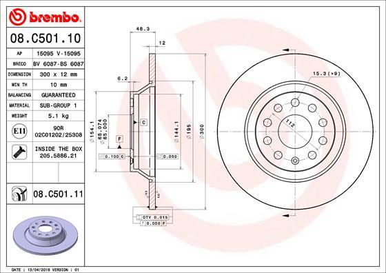 Brembo 08.C501.11 - Тормозной диск parts5.com