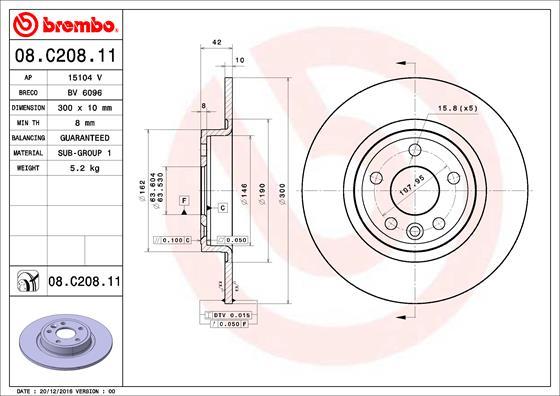 Brembo 08.C208.11 - Tarcza hamulcowa parts5.com