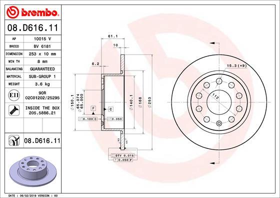 Brembo 08.D616.11 - Fren diski parts5.com