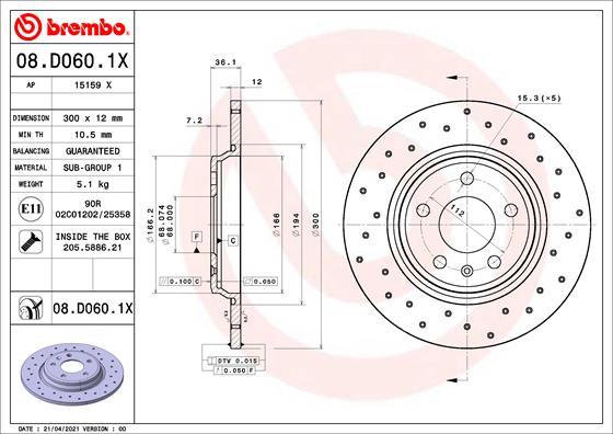 Brembo 08.D060.1X - Féktárcsa parts5.com