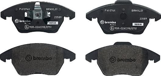 Brembo P 61 076X - Juego de pastillas de freno parts5.com